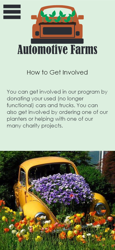 Automotive Farms App Wireframe