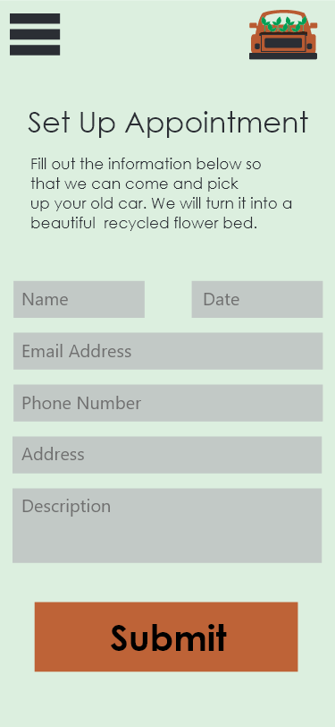 Automotive Farms App Wireframe