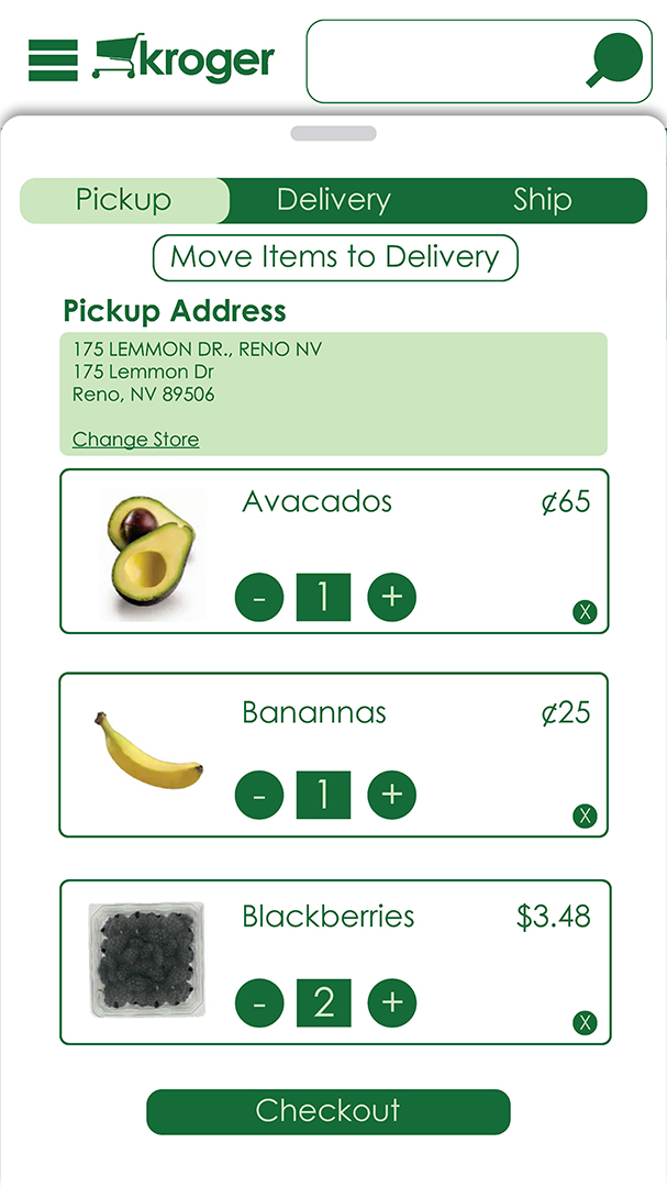 Kroger App Wireframe